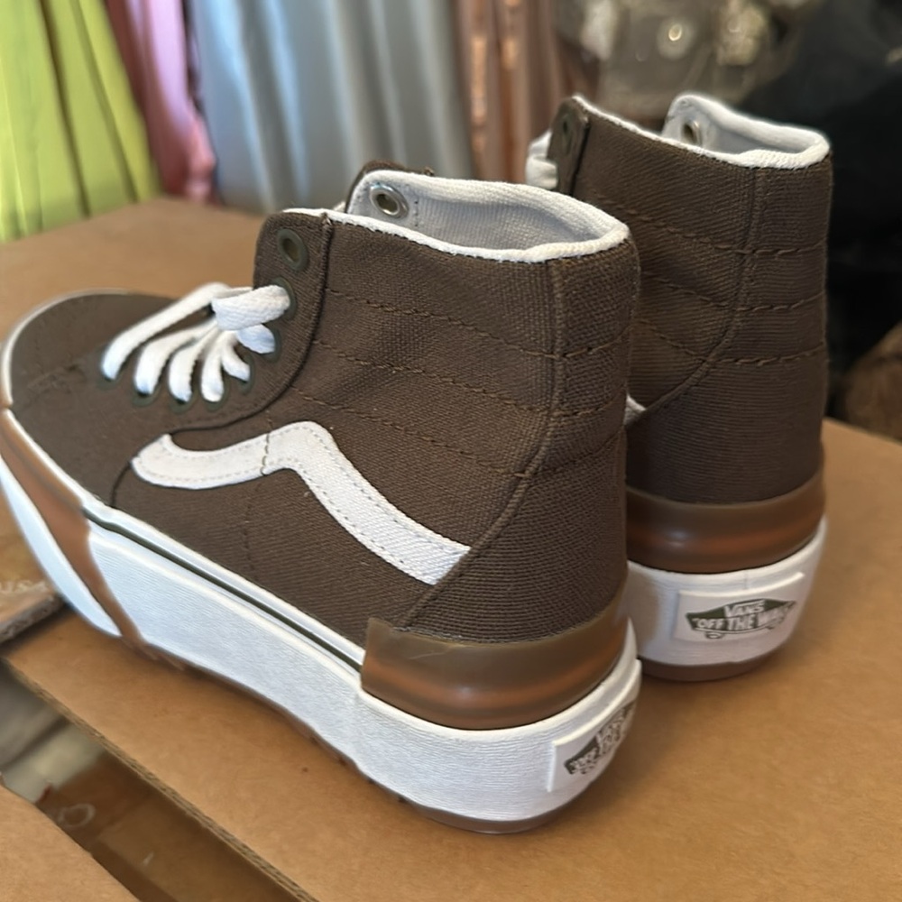 ✔️#63 Brand new Vans Sk8-Hi Tapered Stackform Olive Platform Shoes - Picture 3 of 5